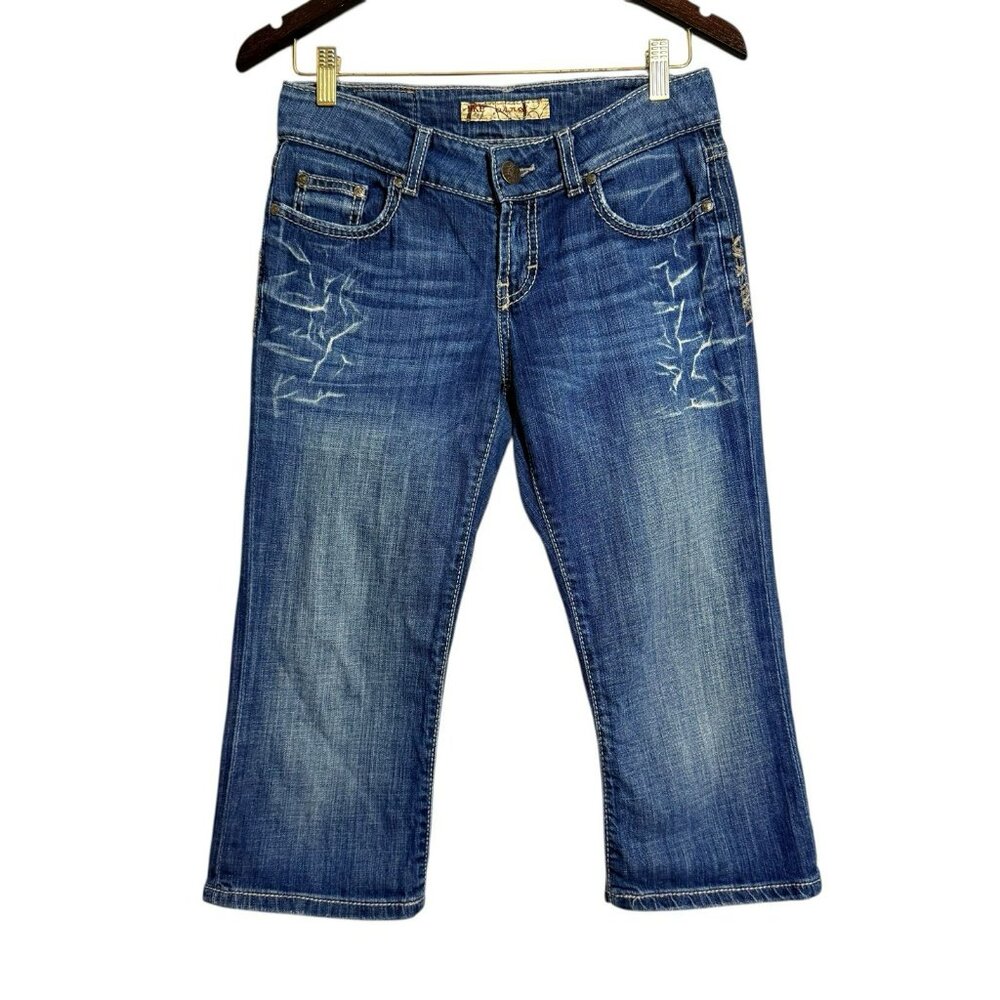 Bke Culture Jeans Whiskering Cropped Women Size 27 Capris Straight Distressed